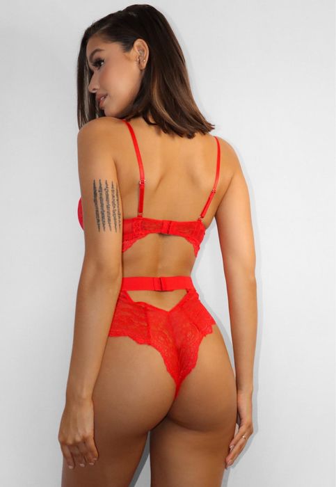 Ann Summers Hold Me Tight Red Lingerie Bodysuit боди - L