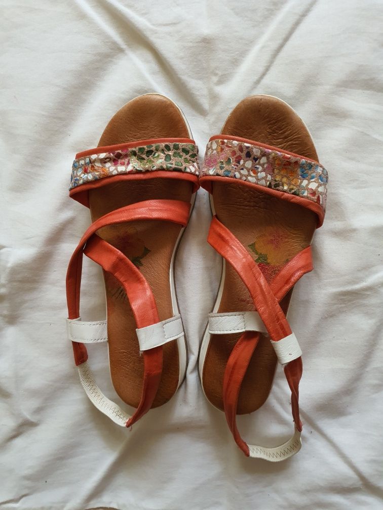 Sandale din piele portocalii