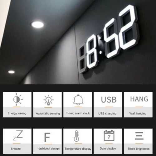 Светещ дигитален часовник 5в1 в триизмерен дизайн