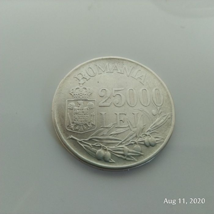 moneda 25000 lei argint 1946 schimb