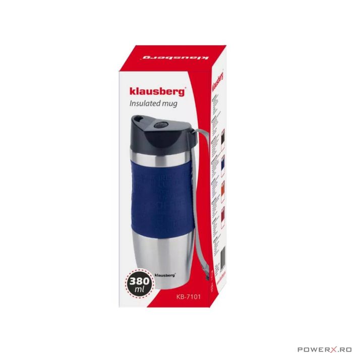 Termos din inox, albastru, capacitate 380ml, Klausberg