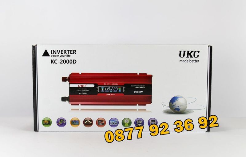 ПРОМОЦИЯ С ДИСПЛЕЙ инвертор UKC 2000W 12V/24V 220V, инвертер 2000В