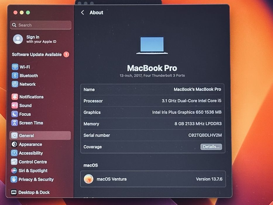 Macbook Pro 13 inch 2017 A1706 91% battery