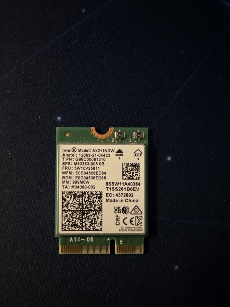 Placa wireless Wi-Fi 6E Intel AX211NGW