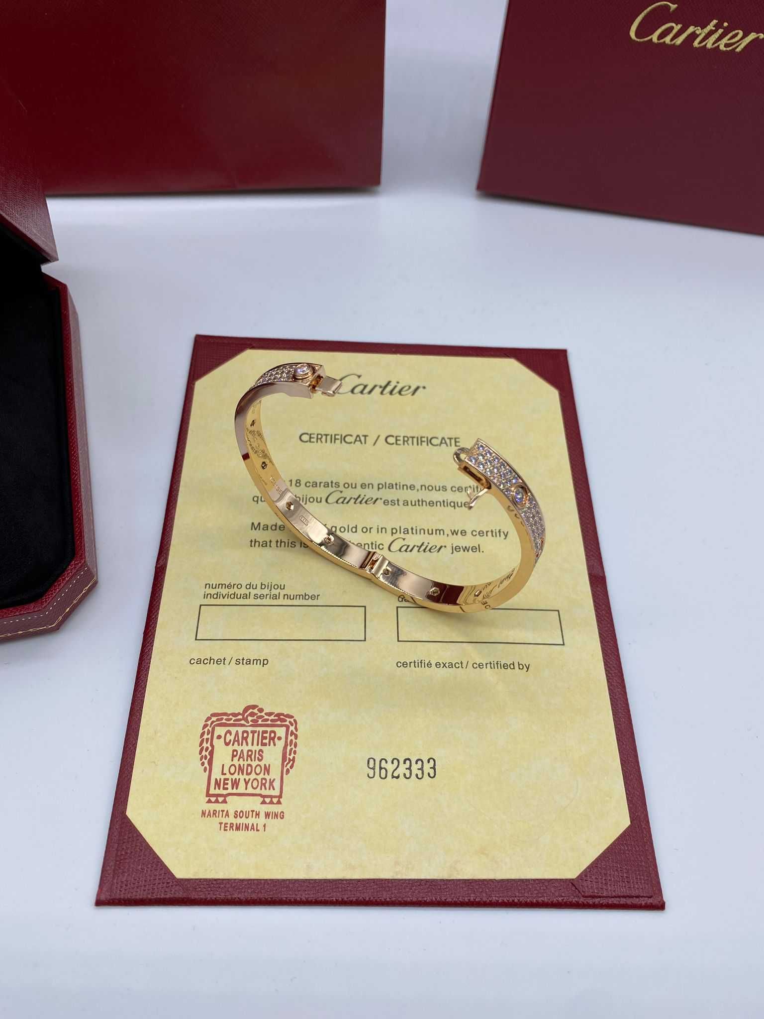 Brățară Cartier LOVE 19 Aur Rose 24K Diamond cu cutie