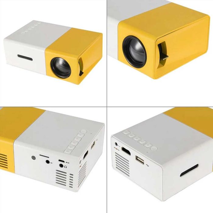 Чисто нов Мини LED проектор за домашно кино, 1080P, 24-60 инча дистан,