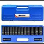 Комплект ударни вложки 1/2″ удължени 6-стенни 10 – 32мм 15 части HAWEK