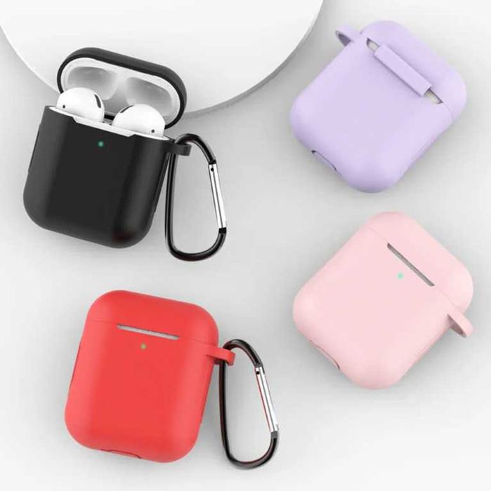 Husa AirPods 1/ 2/ 3  + inel prindere  Rosu