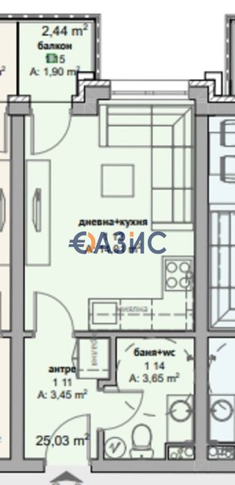 Продава се Едностаен апартамент в с. Равда, Област Бургас - 28 кв.м за 1377 €/кв.м - Снимка #1