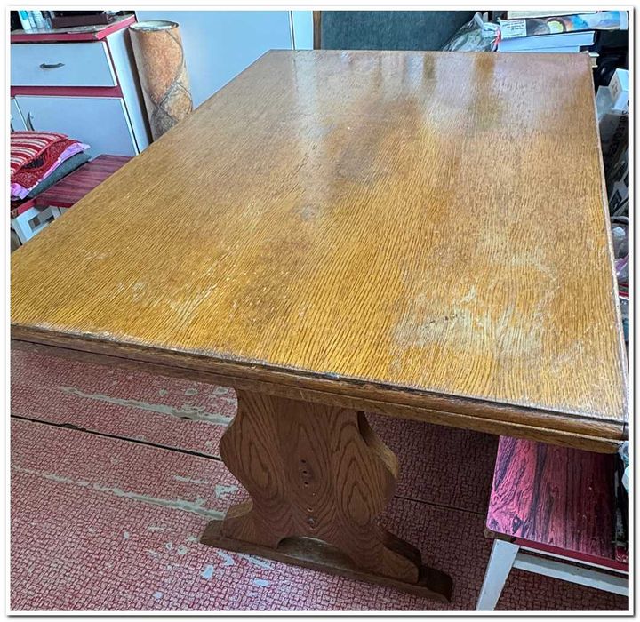 Masă mare stejar masiv extensibilă 120 x 80 cm