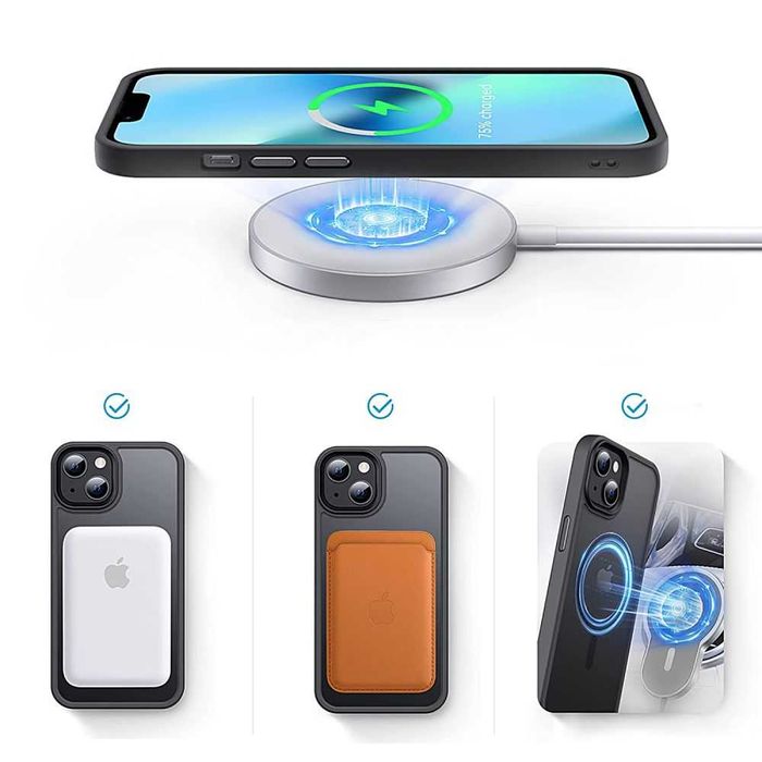 Husa gel antisoc magsafe + Folie sticla ecran APPLE iPhone 13 Pro
