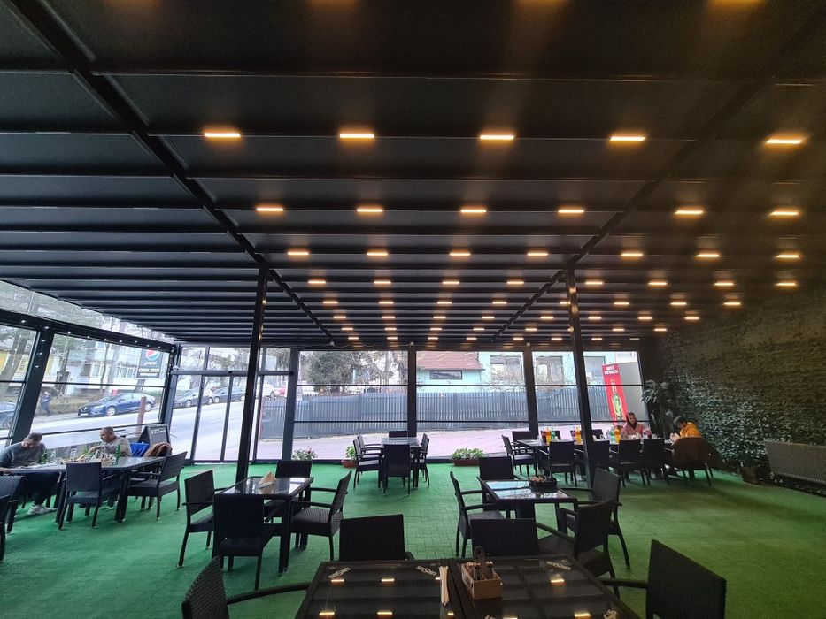 Închideri în sticla ghilotina , glisante. Pergole în rate . Avans mic