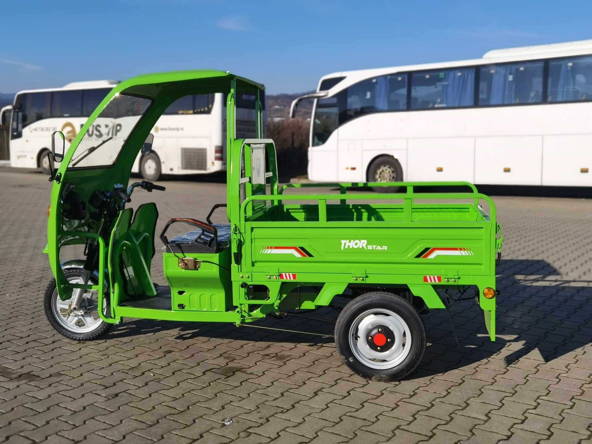 Triciclu electric THOR STAR VERDE PLUS cu cabina FARA PERMIS Agramix