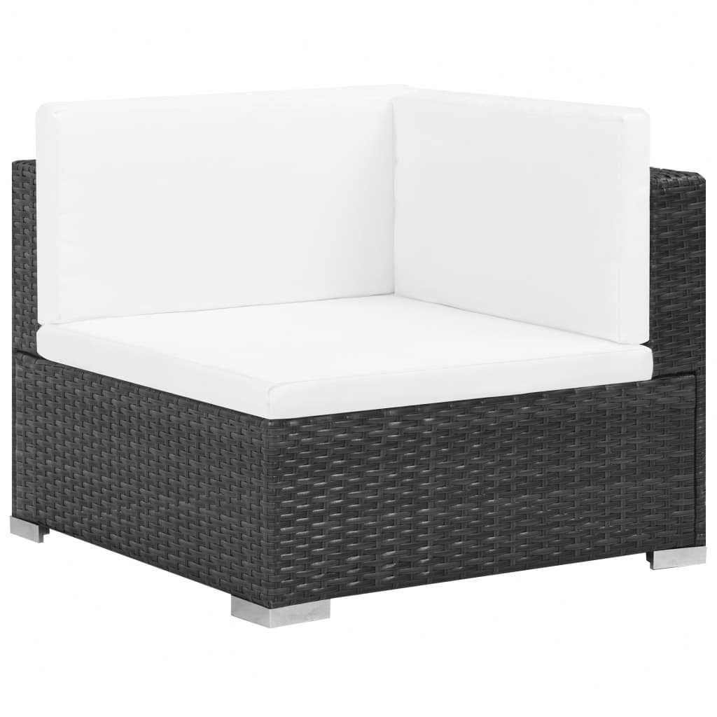 Set mobilier de gradina/terasa canapea/coltar Negru Ratan CASERTA