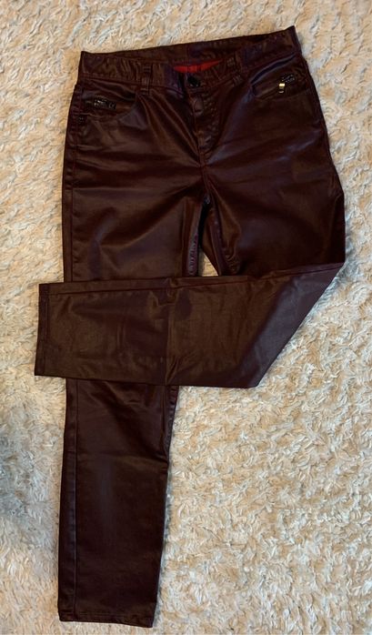 Pantaloni Armani Exchange grena din piele