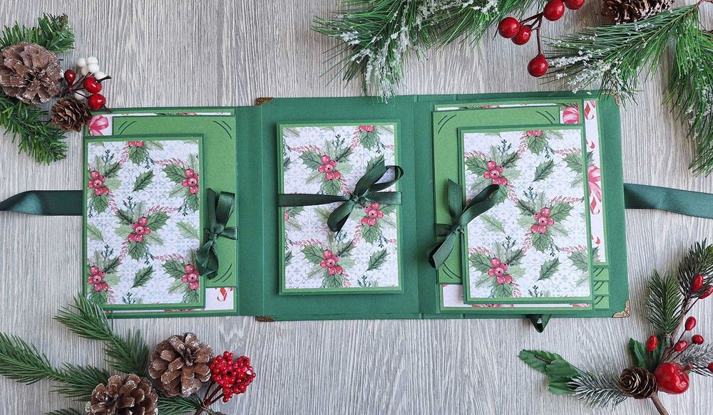 Албум за снимки "Коледно вълшебство" в зелено, ръчна изработка /35.34