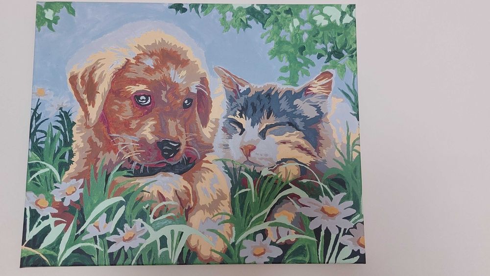 Продавам картина на куче и котенце