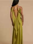Rochie de ocazie verde cu spatele gol satinata