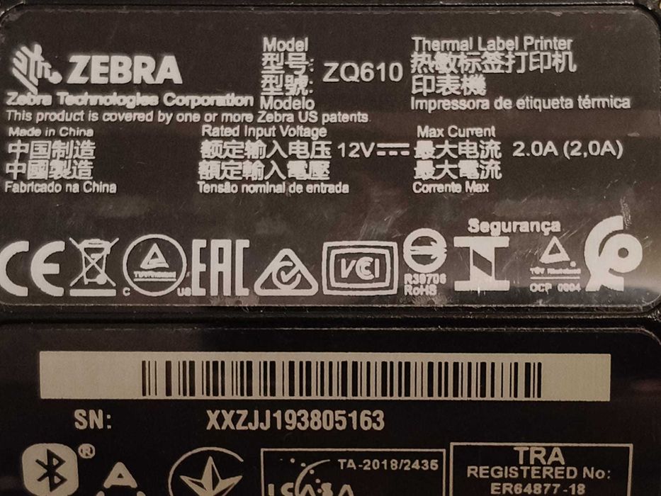 Imprimanta termica mobila de etichete Zebra ZQ610, Wi-Fi, bluethoot