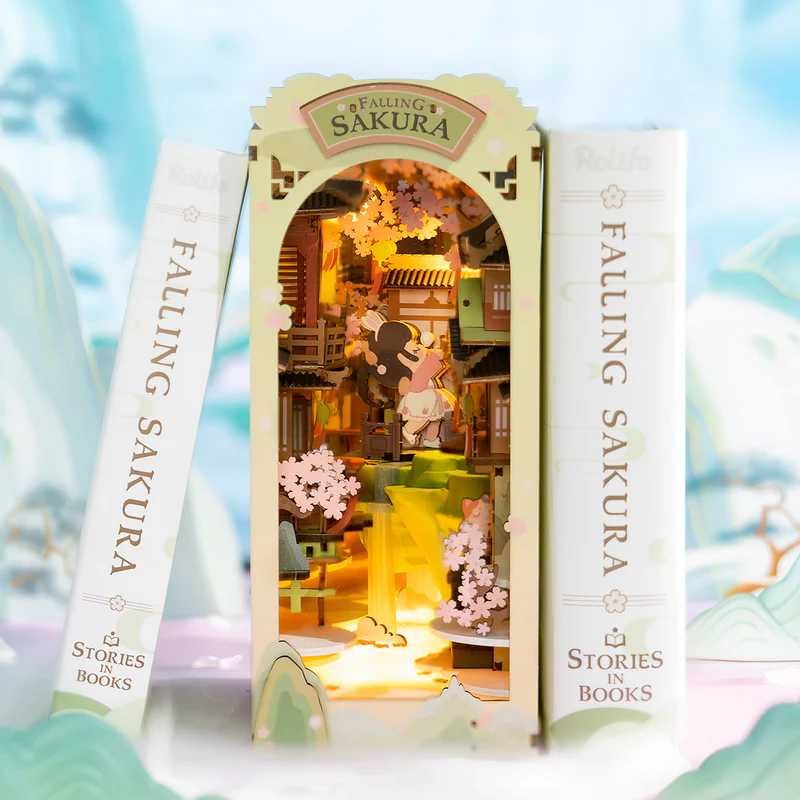 Кътче за книги: Falling Sakura – сглоби сам, оригинален подарък, LED