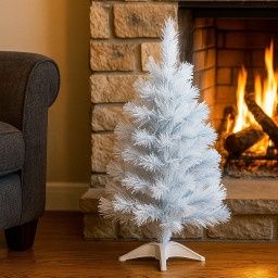 Елегантна елха в бял и син цвят 60 см – Стилна празнична декорация