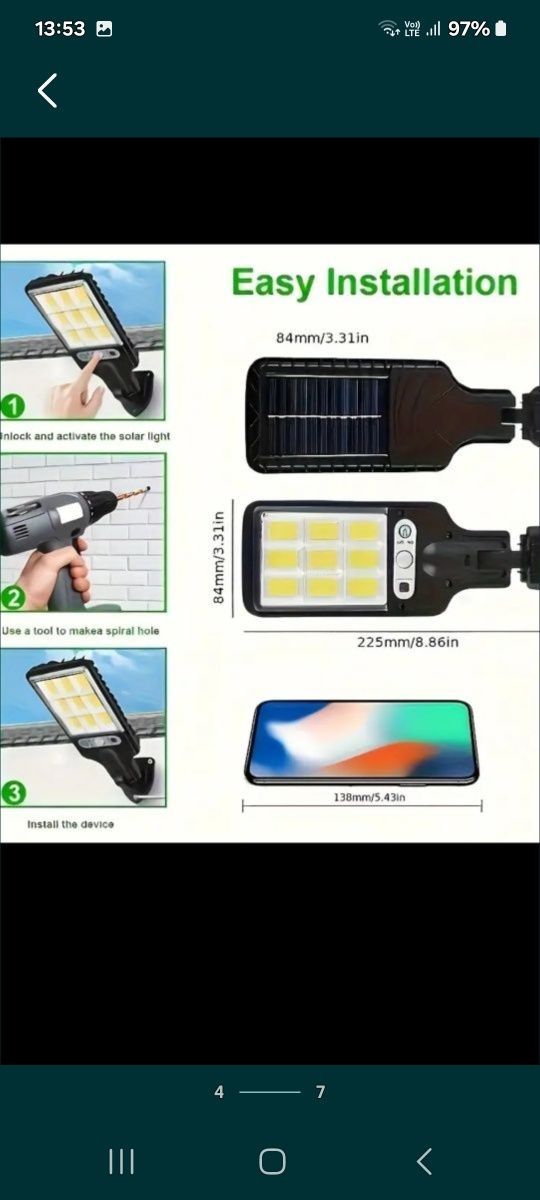 Lămpi led solare cu senzor miscare și telecomandă