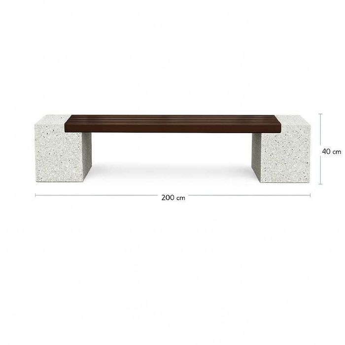 Banca stradală din beton cu marmura alba – 200 x 39 x 40 cm