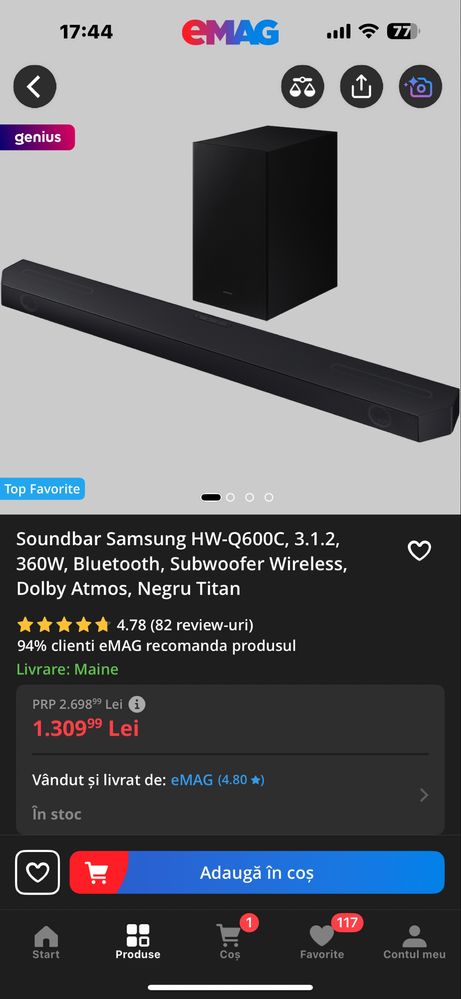 Soundbar samsung 360 w subwoofer