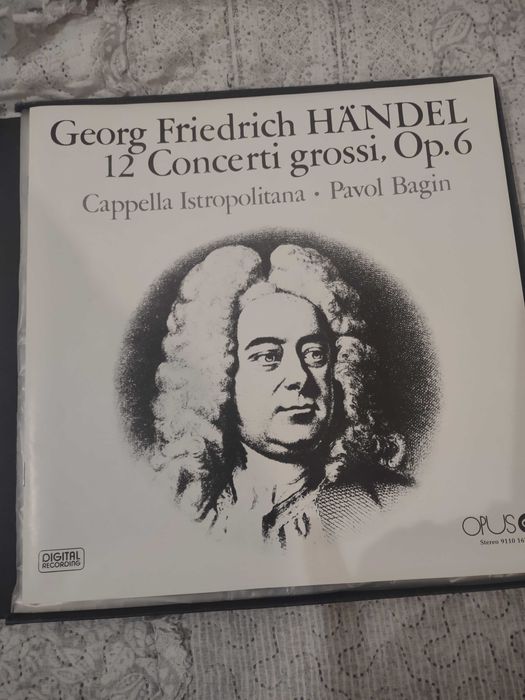 Mapă 4 viniluri, muzica clasică, George Friedrich Handel impecabile