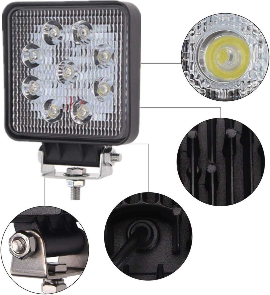 27W LED Диоден халоген 9 диода - 12/24V