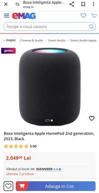Boxa Inteligenta Apple HomePod 2nd generation, 2023, Black