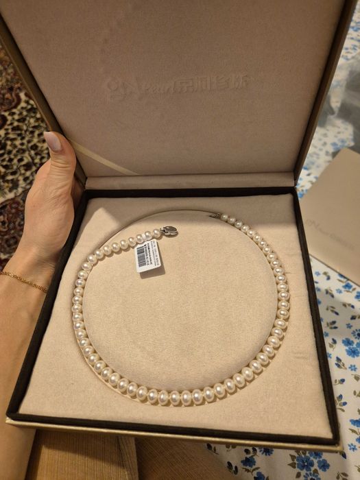 Colier de perle, 40 cm, 8-9 mm, nou