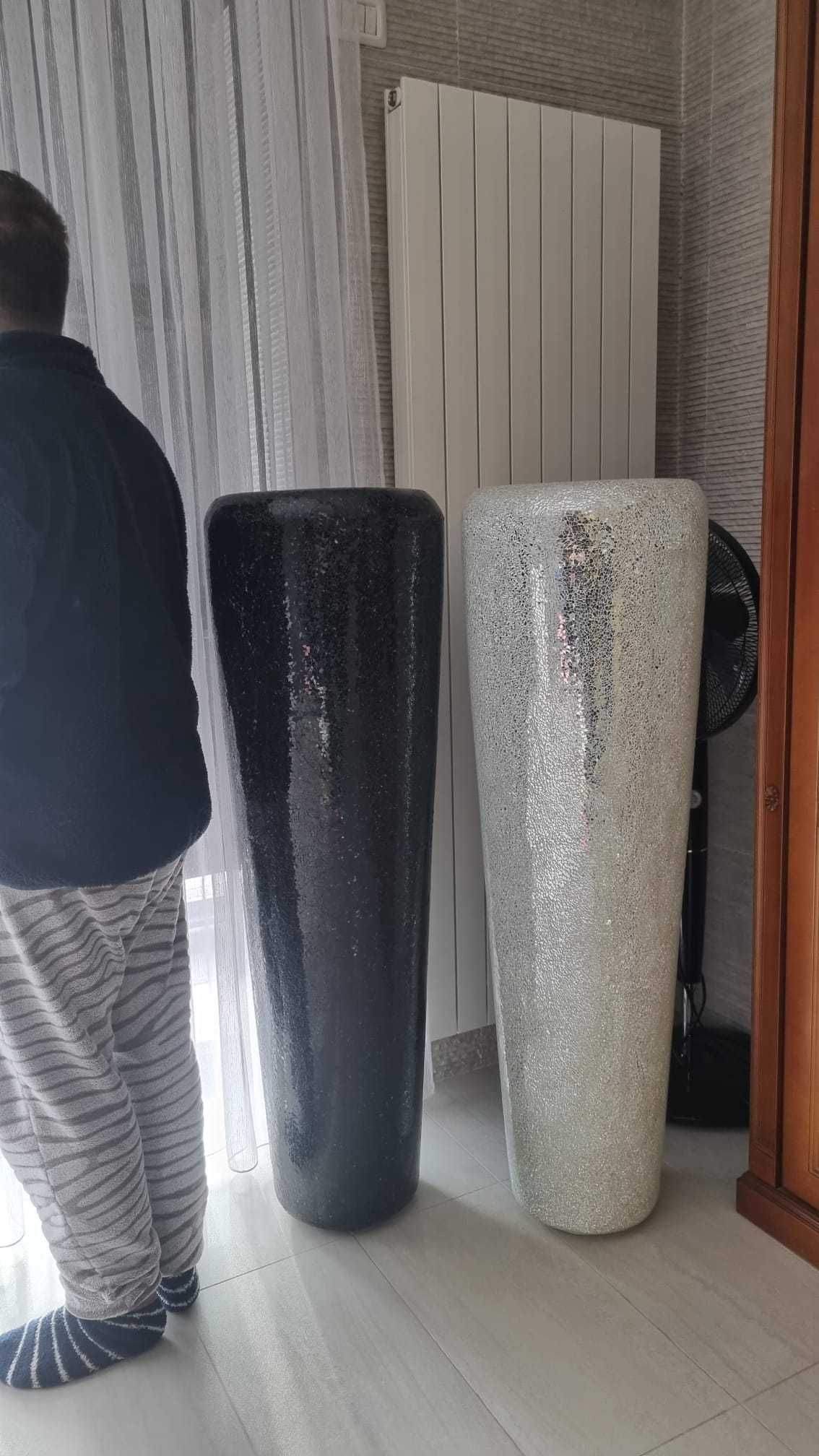 Vaze de podea din mozaic oglindă - Negru & Argintiu