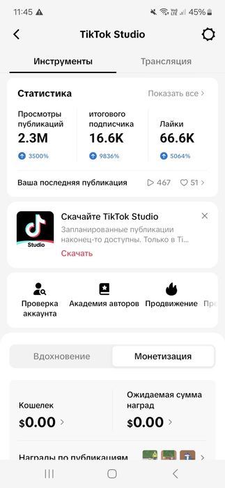 Продам тик ток акаунт с монетезацией которая уже подключена 2 день