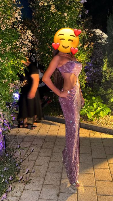 Rochie de seară tip sirenă, full pietre – mov intens