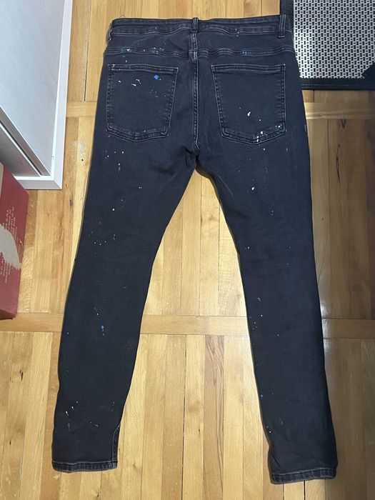 Blugi Sprayed Negru cu Albastru