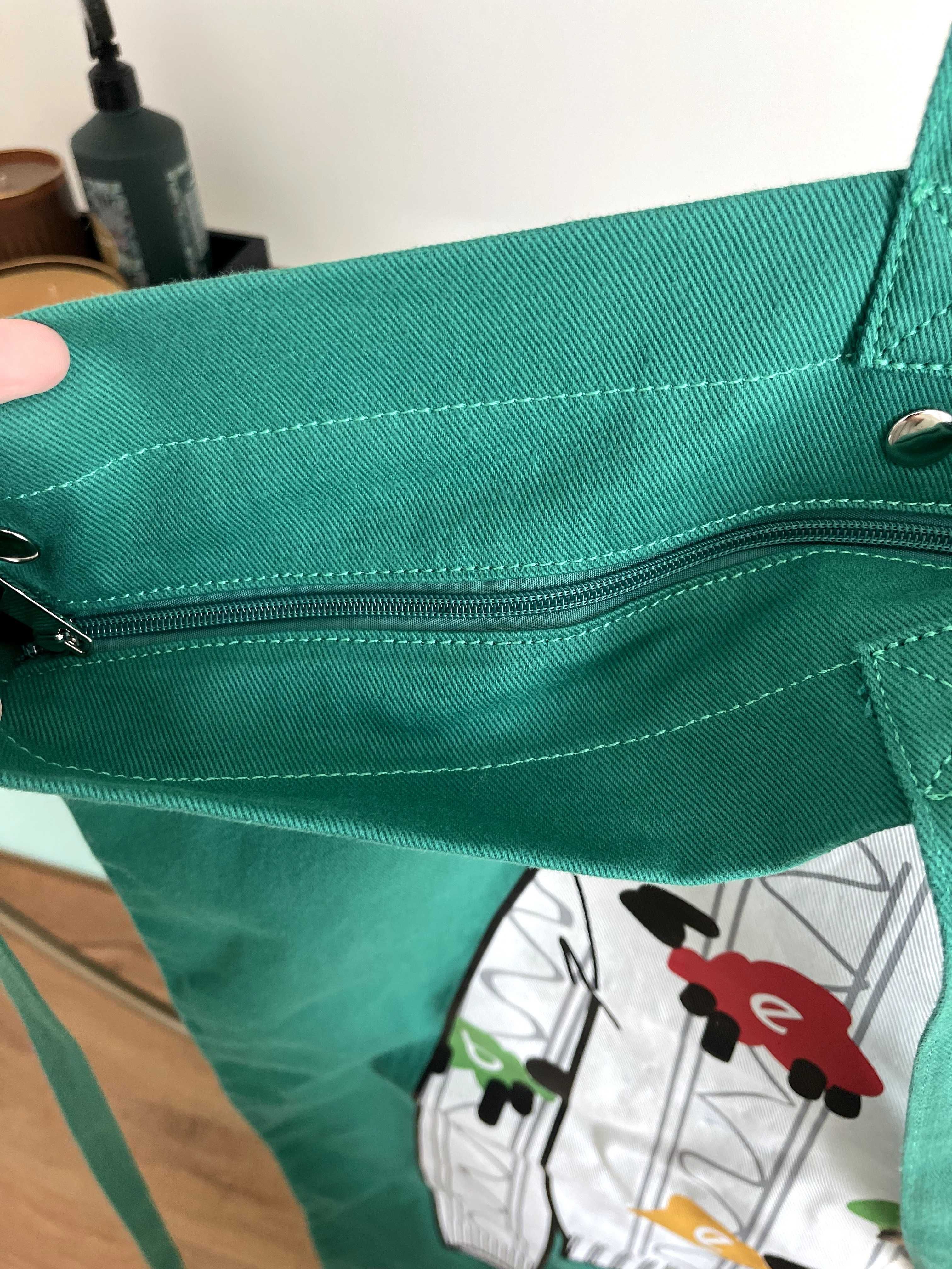 Уникална голяма памучна чанта на Benetton 2 варианта носене