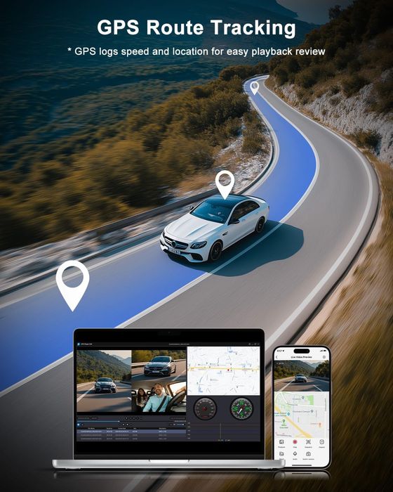 Jzones 4K/FHD двойна/2-канална HDR камера за автомобил/WIFI 6/GPS/APP