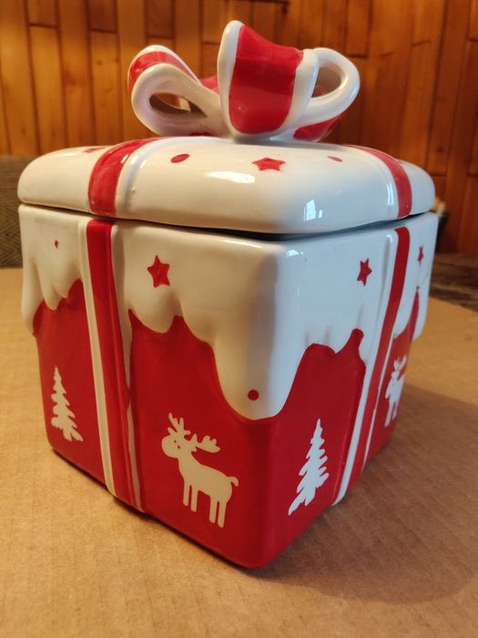 Cutie ceramică Crăciun cu fundita si reni