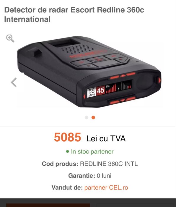 Vand detector radar Escort Redline 360C International