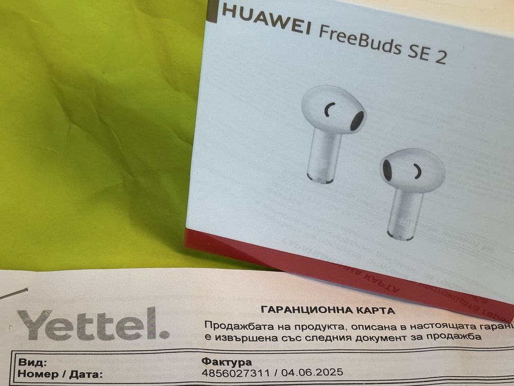 *** ЗАПЕЧАТАН Huawei FreeBuds SE 2 Yettel Гаранция до 2027 г.