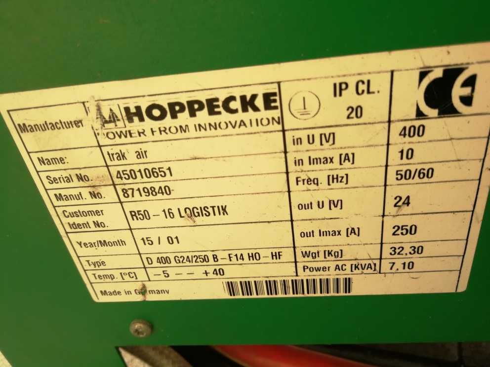 vand Charger Hoppecke trak air 24v , 250A