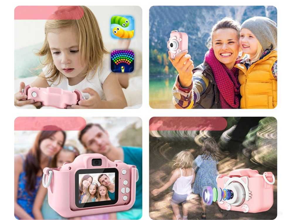 НОВ Детски дигитален фотоапарат за снимки, видео и игри - син/розов