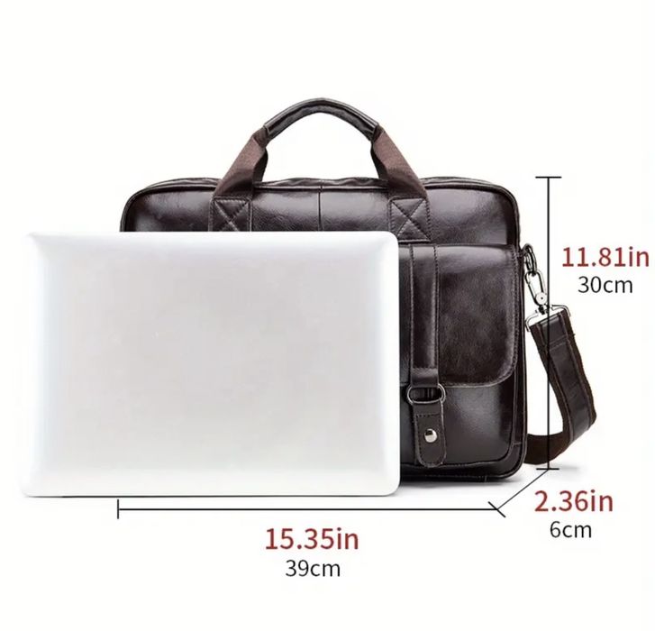 Професионална Мъжка Бизнес чанта (за Лаптоп 15”) Черна естествена кожа