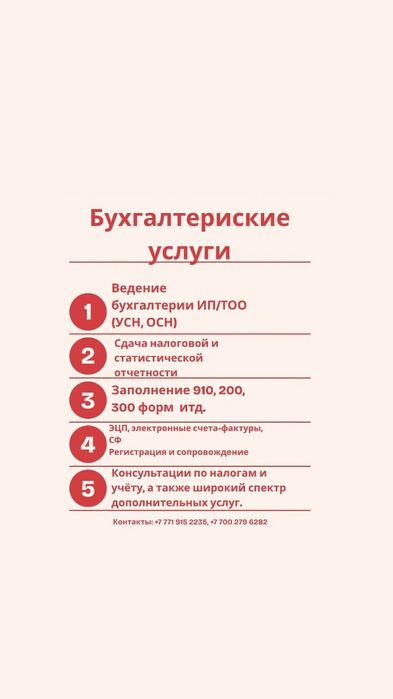 Бухгалтер для ИП и ТОО