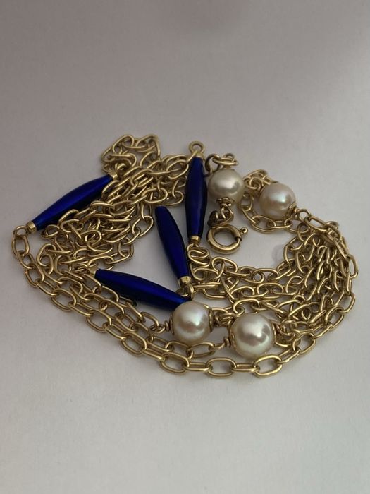 Lantisor vintage aur 18kt cu perle