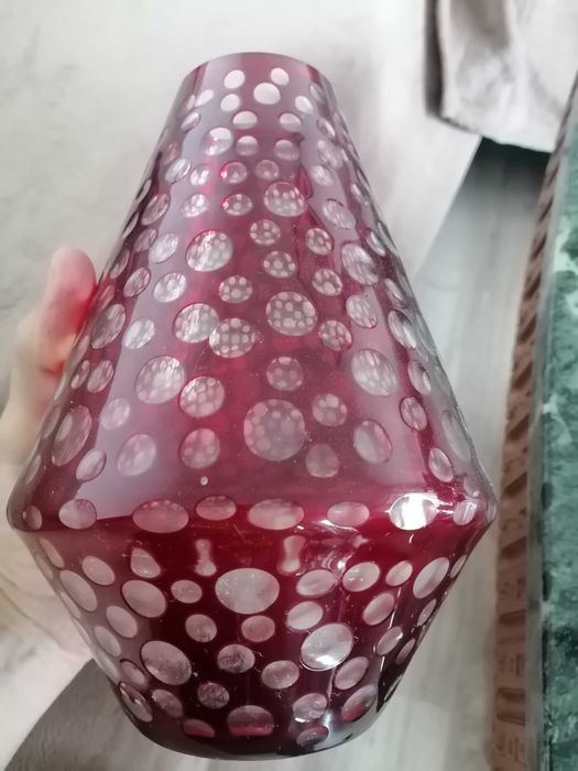 4 veze de cristal rosu rubin hand cut