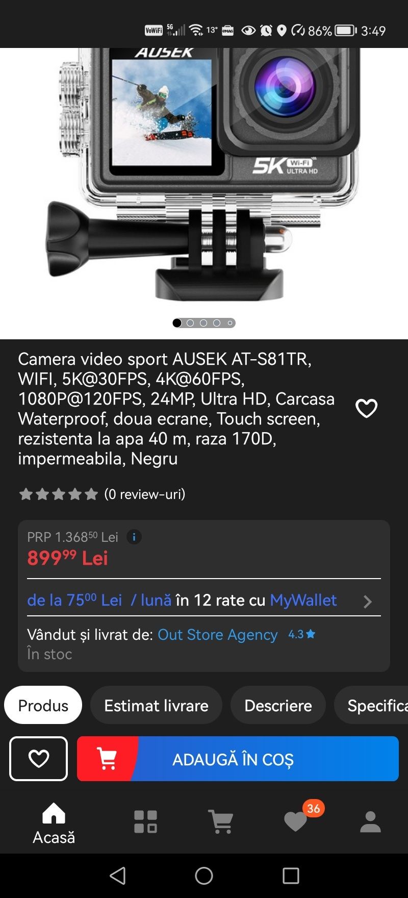Camera sport 5k Ausek + 6 lentile