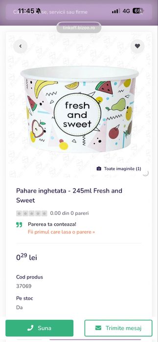 Pahare si lingurite inghetata