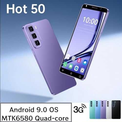 Нов черен евтин Компактен смартфон 5" 3G, 16GB, двойна камера, Face ID